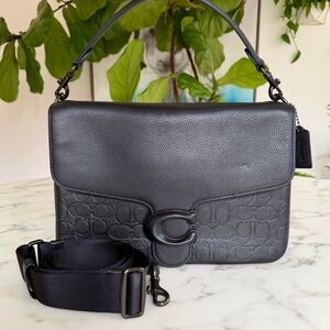 Coach Coach Soft Tabby Messenger in Signature Leather Black Top Handle Crossbody